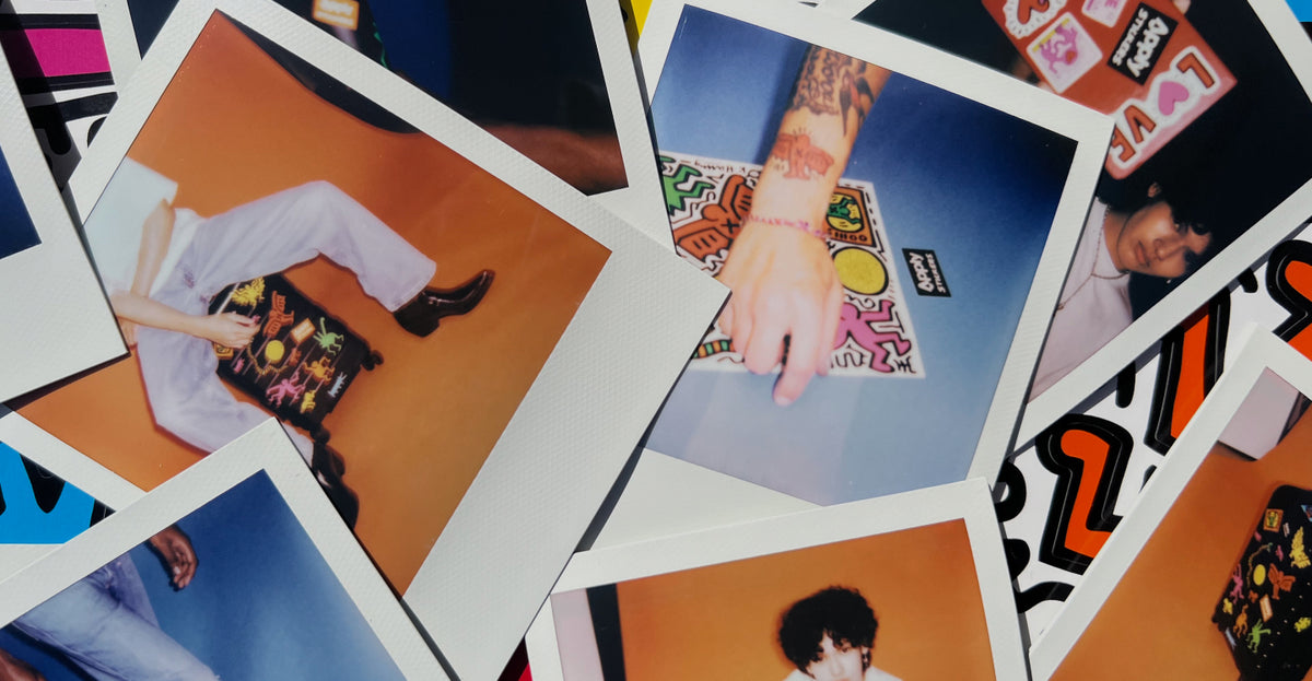 A collage of photos showing Apply stickers in everyday use